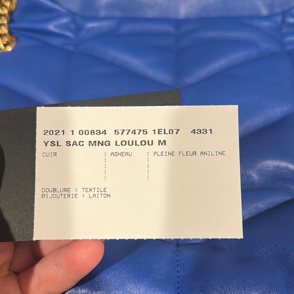 Yves Saint Laurent Blue Gold Quilted Shoulder Bag - Picture 4 of 10